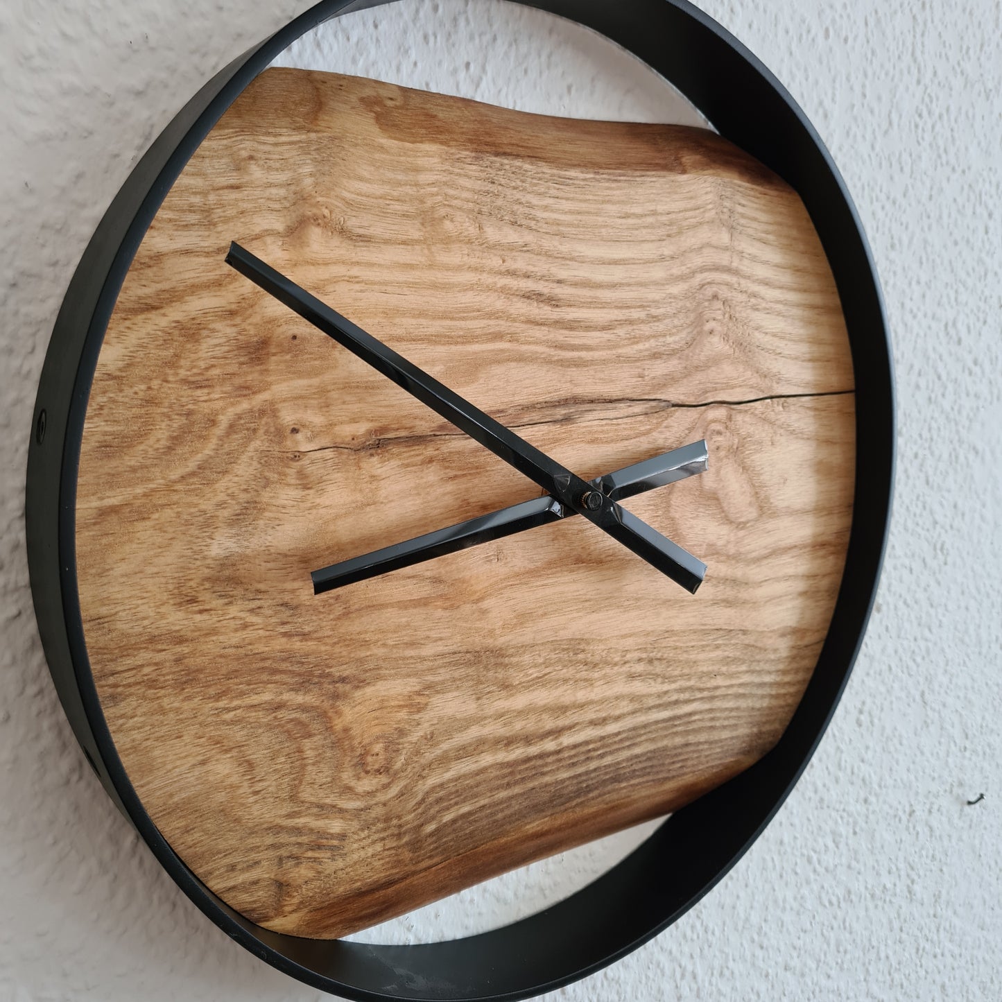 Wanduhr Eiche | Holz & Metall | Rund | Klein 35 cm