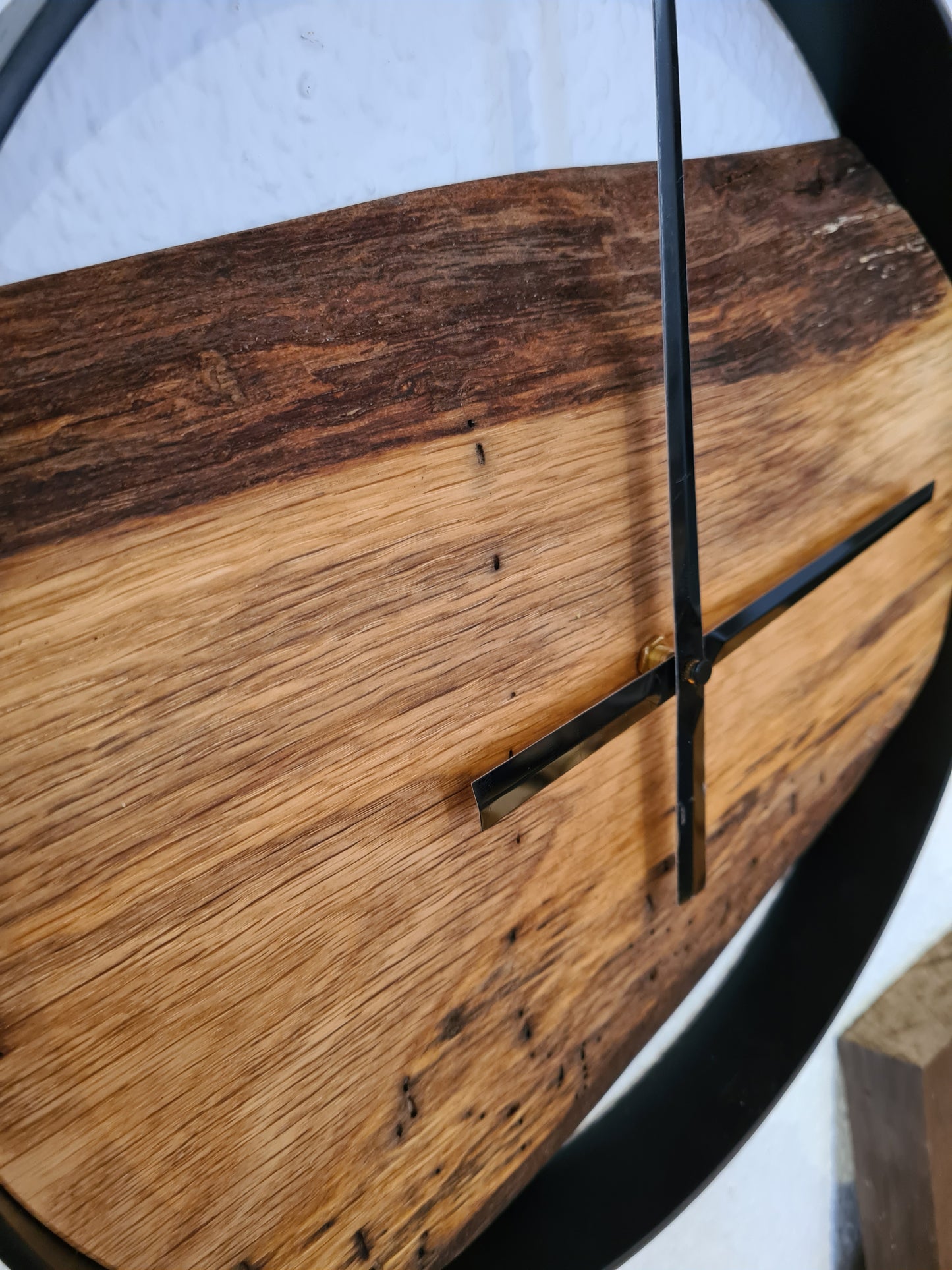 Wanduhr Eiche | Holz & Metall | Rund | Klein 35 cm