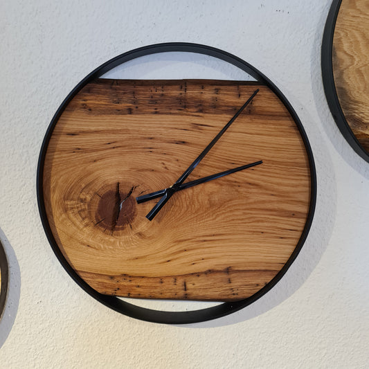 Wanduhr Rund | Eiche | Mittel 50 cm | Uhr aus Holz & Metall