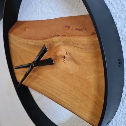 Wanduhr Rüster | Holz & Metall | Rund | Klein 35 cm