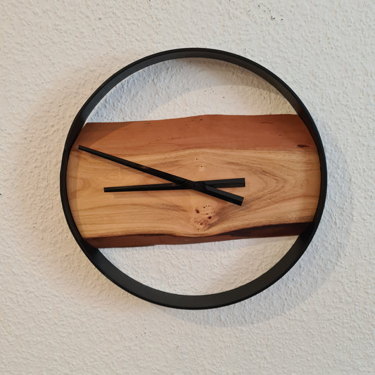 Wanduhr Rüster | Holz & Metall | Rund | Klein 35 cm